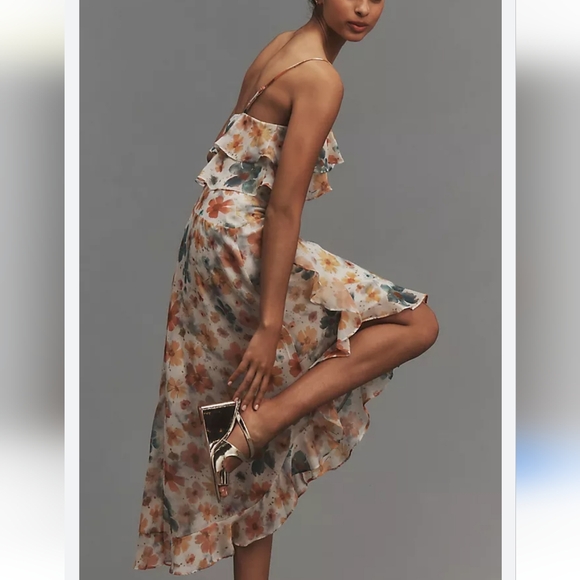 Anthropologie High Low Floral Ruffle Dress - Picture 2 of 9